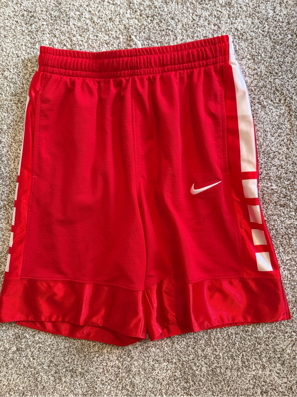 Nike Red and White Boys Athletic Shorts